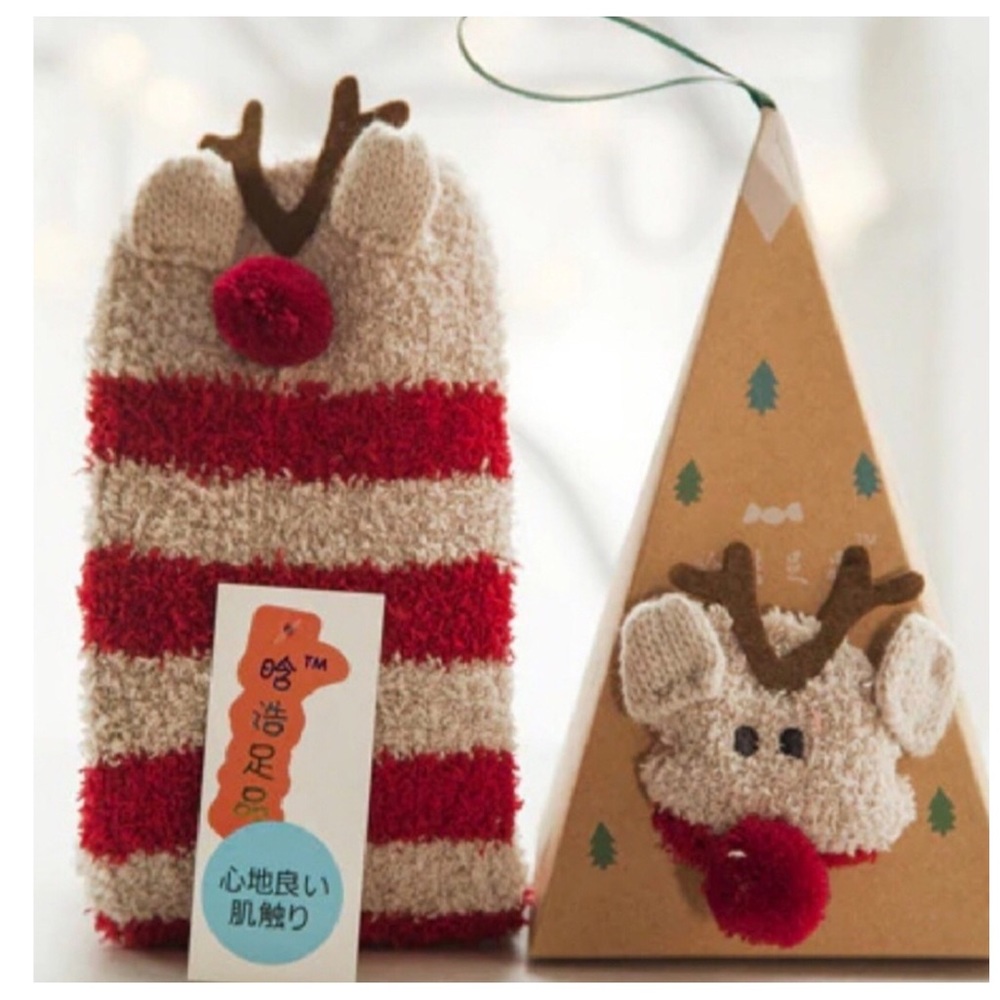 Fuzzy Character Socks With Ornament Box - Picture 2 of 6